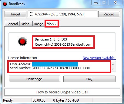 bandicam serial number and email 2017